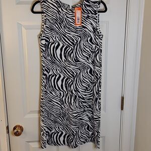 NWT Jude Connally Maya Sleeveless Navy White Zebra Print Dress Size XS